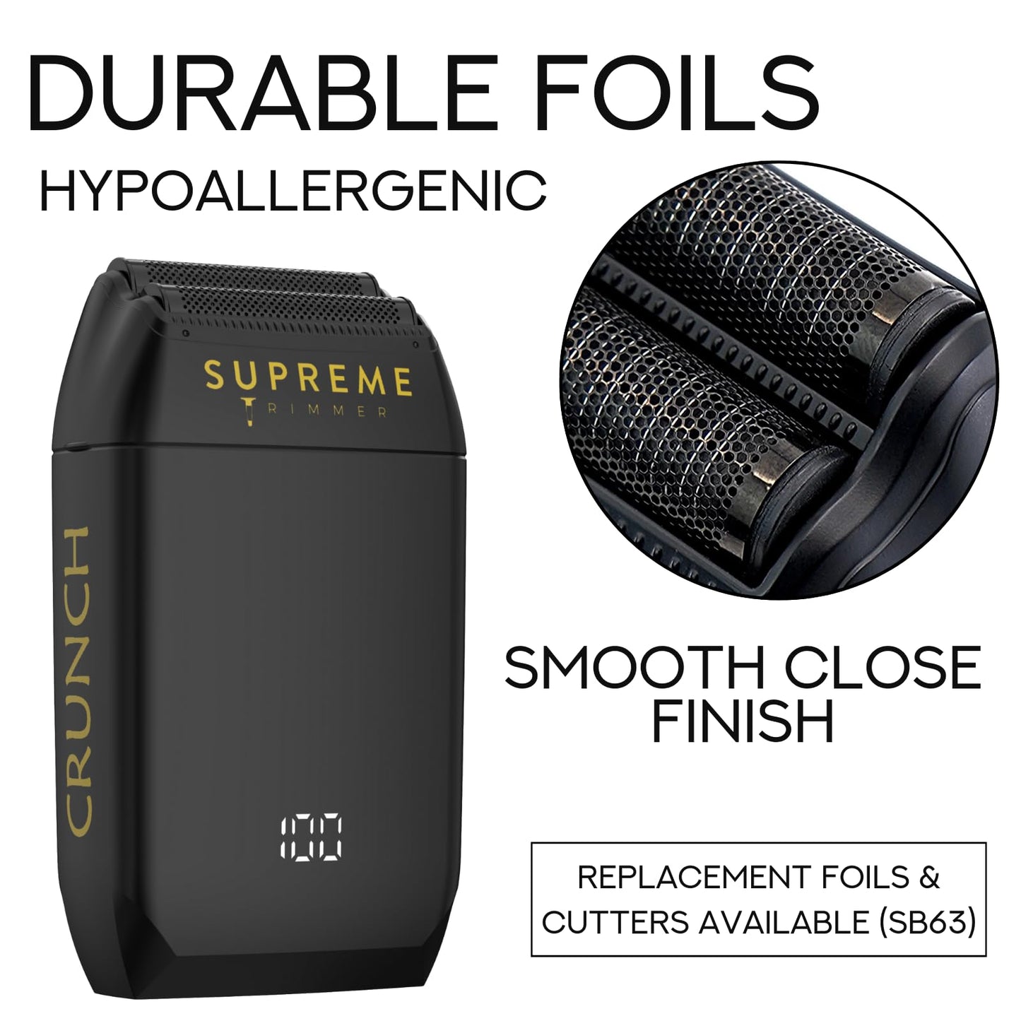 Supreme Trimmer Crunch Foil Shaver & 2Spee Trimmer Barber Hair Cutting Kit - Cordless Beard & Mustache Trimming Set - LCD Battery Displays, Removable Beauty and Personal Care Supreme Trimmer
