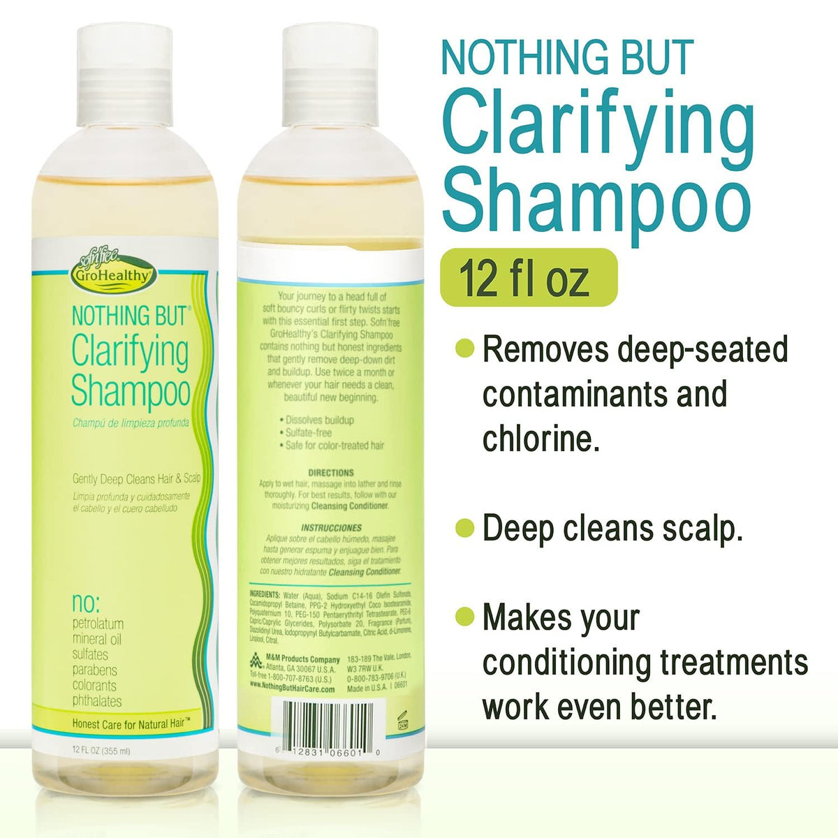 NOTHING BUT Clarifying Shampoo Sulfate-Free Detox for Natural Hair - Hair Shampoo - Removes Buildup - 12oz - Pack of 2 Beauty & Personal Care NOTHING BUT