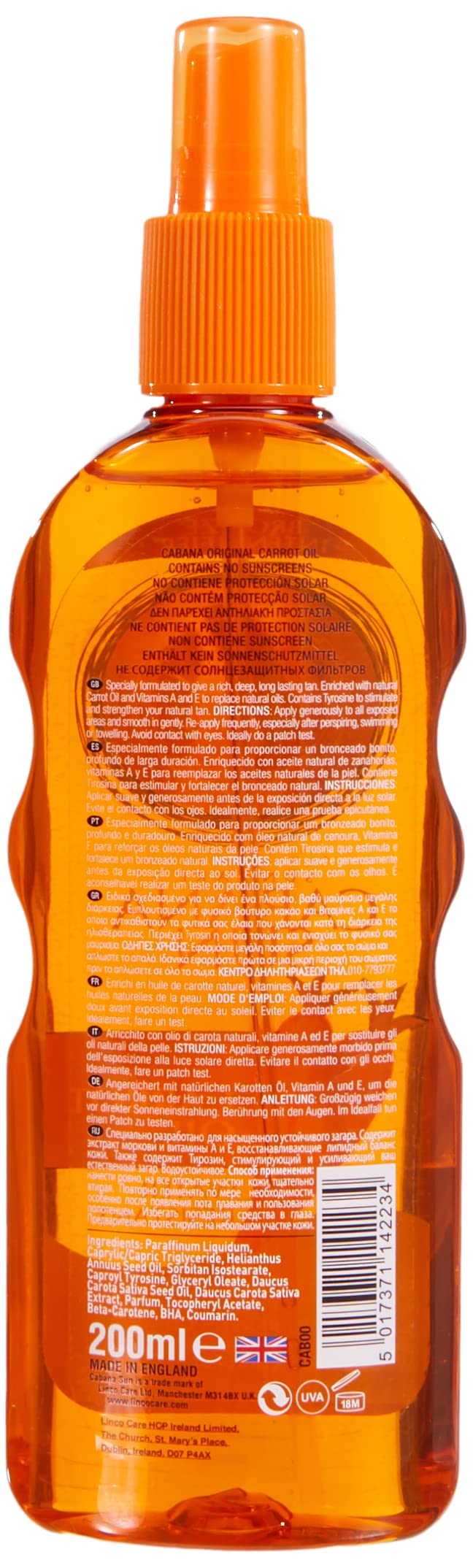 Cabana Sun Original Carrot Oil Accelerates Tanning 200ml Beauty & Personal Care Cabana Sun