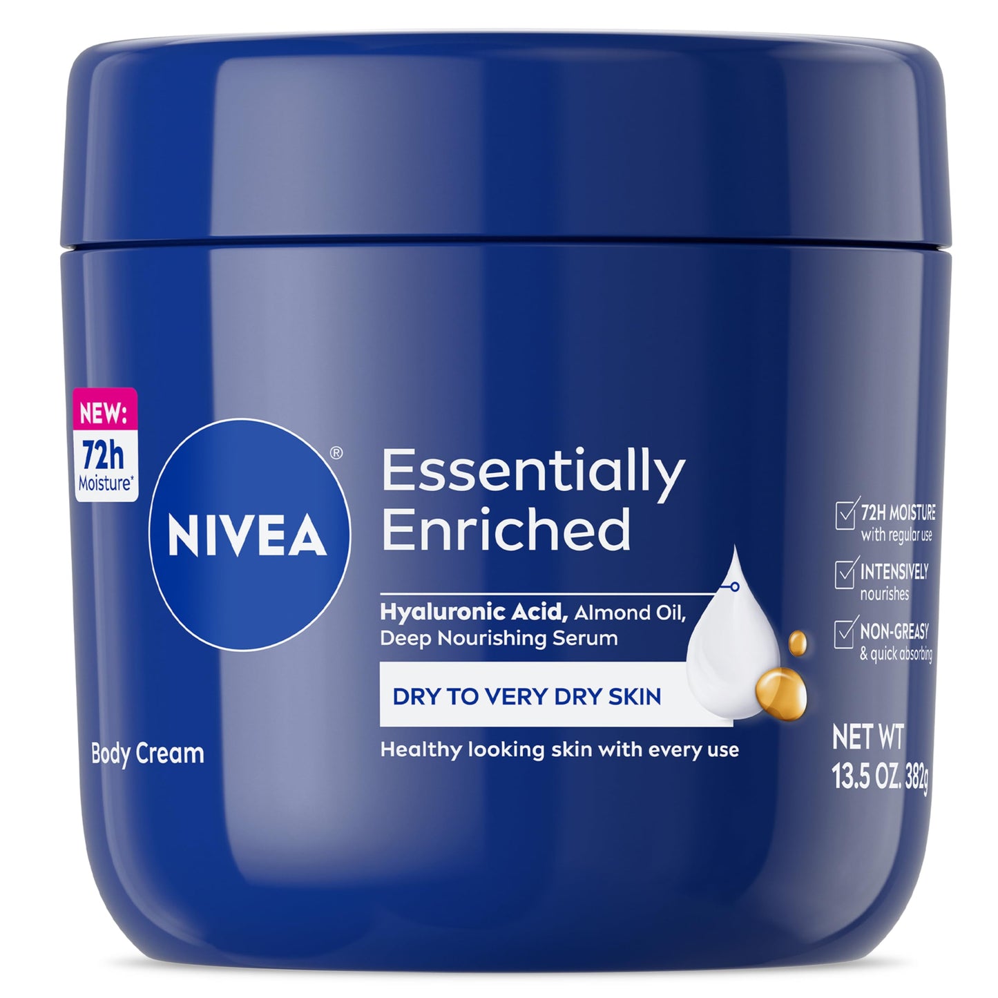 NIVEA Essentially Enriched Body Cream for Dry to Very Dry Skin with Hyaluronic Acid, Deep Nourishing Serum and Almond Oil, 72-Hour Body Moisturizer Beauty & Personal Care NIVEA