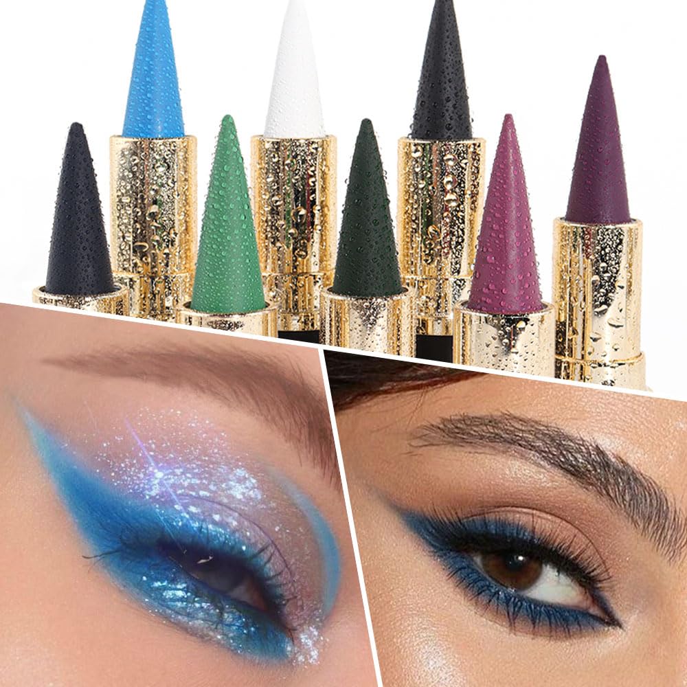 Kaely 2Pcs Light Dark Blue Gel Eyeliner Pencils Set,Waterproof Color Colored Eye Liner Crayon,Cat Eye Stencil Gothic Halloween Makeup,Face Paint Eye Beauty and Personal Care Kaely