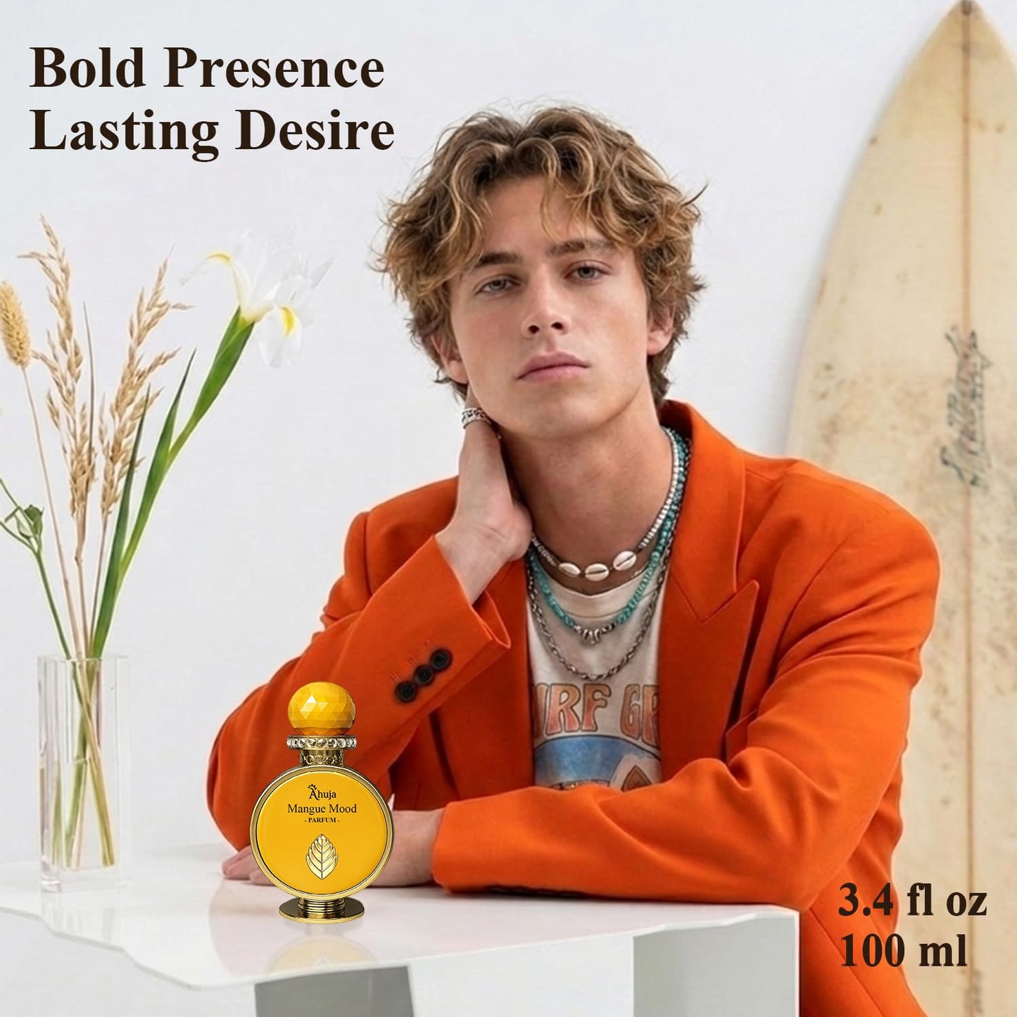 AHUJA Mangue Mood - 3.4 oz Parfum | Unisex Mango Floral Scent | 30% Long Lasting Oil | Alphonso Mango, Bergamot, Tuberose, Amber, Sandalwood | Luxury Beauty & Personal Care AHUJA