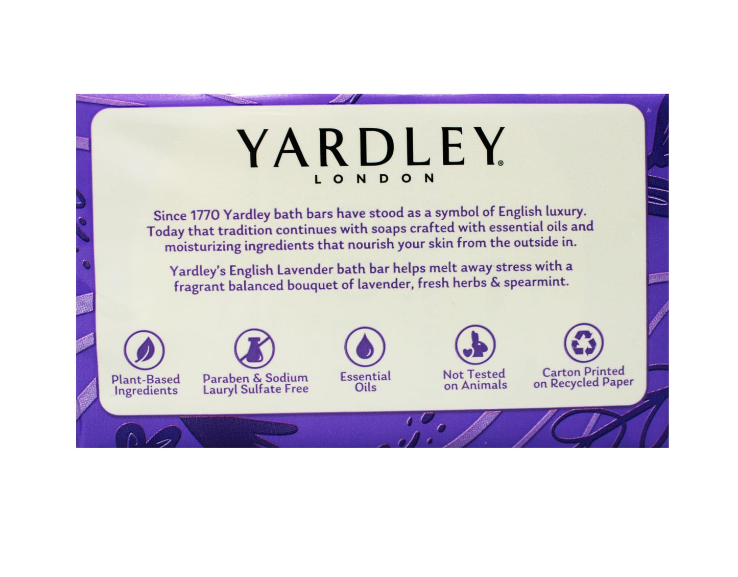 Yardley London English Lavender Nourishing Bath Bar Soap, Calming and Soothing with Essential Oils, 6 Boxes (2 Bars Each, 4 oz Per Bar) Beauty & Personal Care Yardley