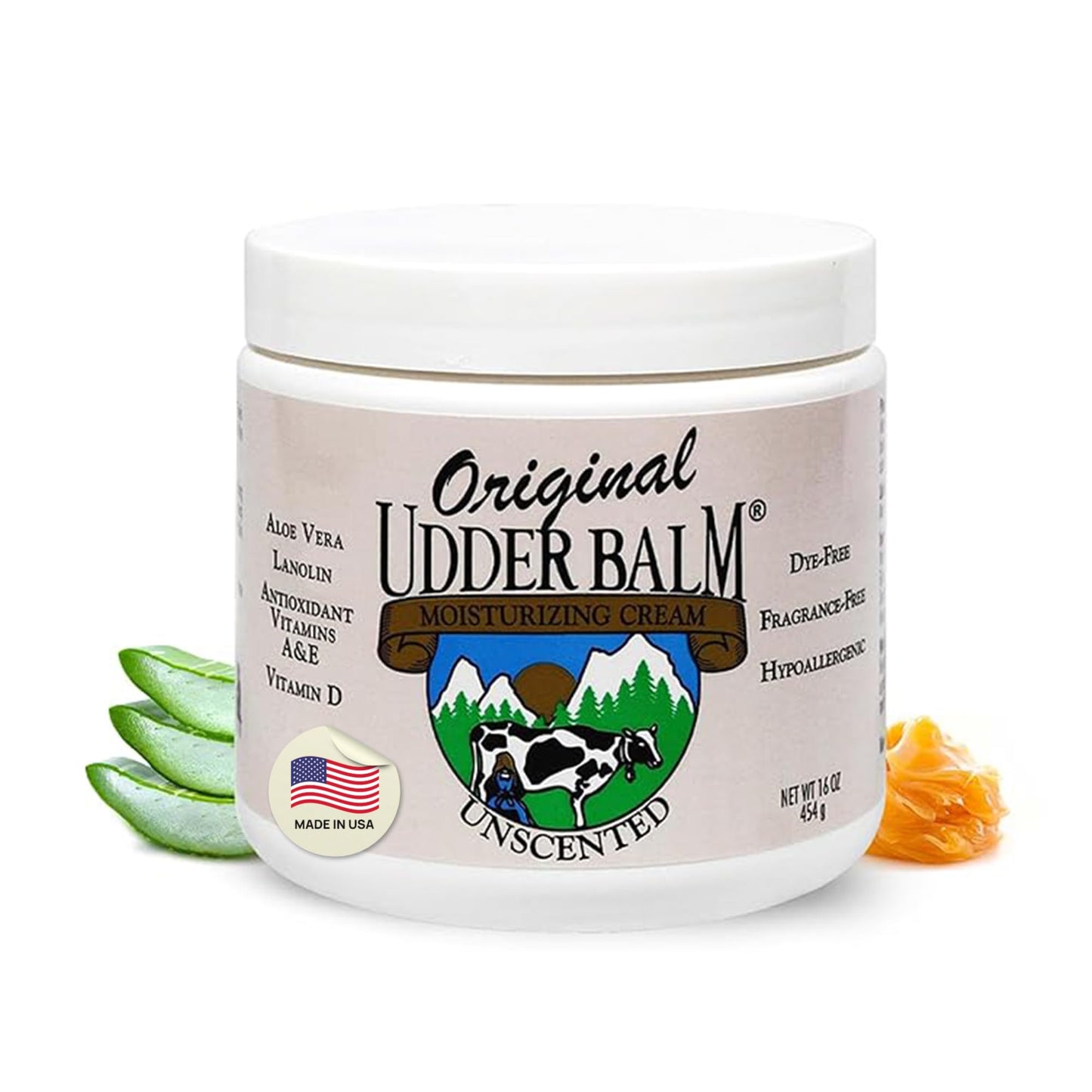 Original Udder Balm Unscented Jar - Made in USA - Hypoallergenic, Dry Skin Relief for Hands, Feet & Face, Moisturizer for Sensitive, Cracked Dry Skin Beauty & Personal Care Original Udder Balm