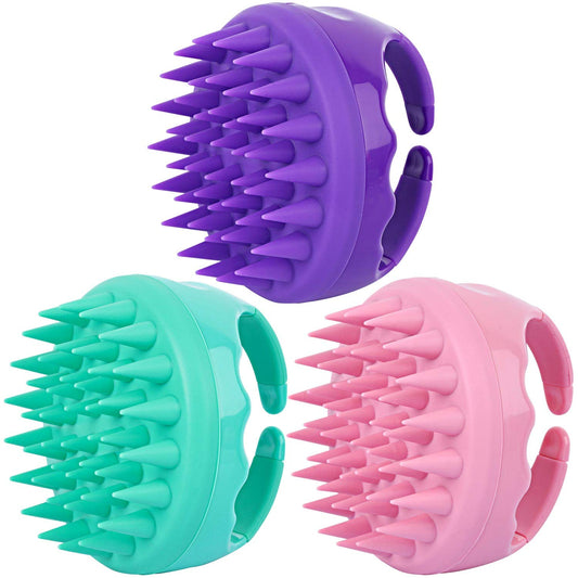 3 Pcs Silicone Scalp Massager & Shampoo Brush, Handheld Scalp Scrubber Cleansing Brush for Shower Beauty & Personal Care BTYMS