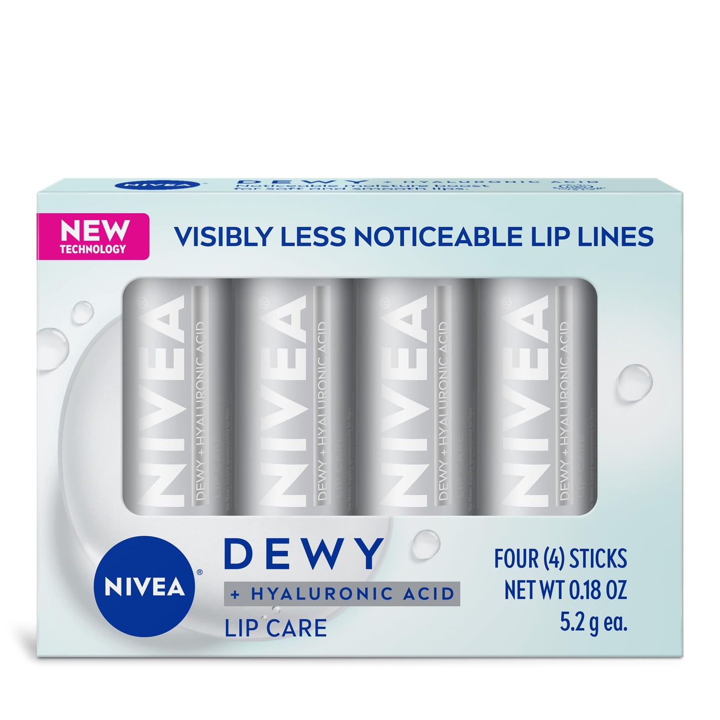 NIVEA Dewy Lip Balm with Hyaluronic Acid, Lightweight and Ultra-Hydrating for All Day Moisture, Leaves Visibly Less Noticeable Lip Lines and No Waxy Beauty and Personal Care NIVEA