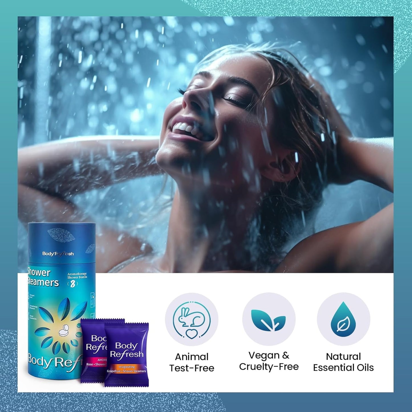 Shower Steamers Aromatherapy 8 Pack - Shower Bombs with Essential Oil, Gift for Dad Husband Boyfriend Him,Birthday Gifts for Men, Self Care Home Spa Beauty and Personal Care BodyRefresh