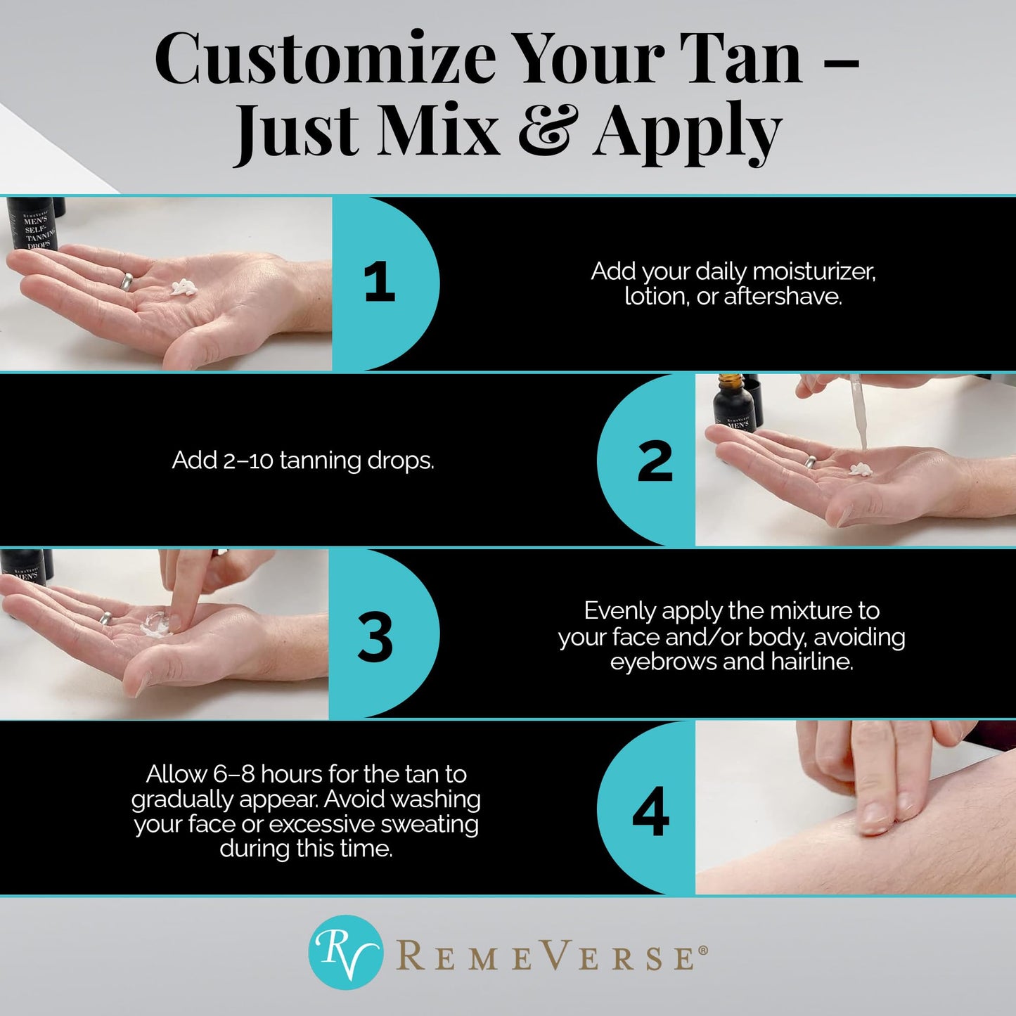 RemeVerse Men’s Self-Tanning Drops - Achieve Natural-Looking Even Skin Tone with Customizable Sunless Tanner for Men - Post-Shave Skin Protection Beauty & Personal Care RemeVerse