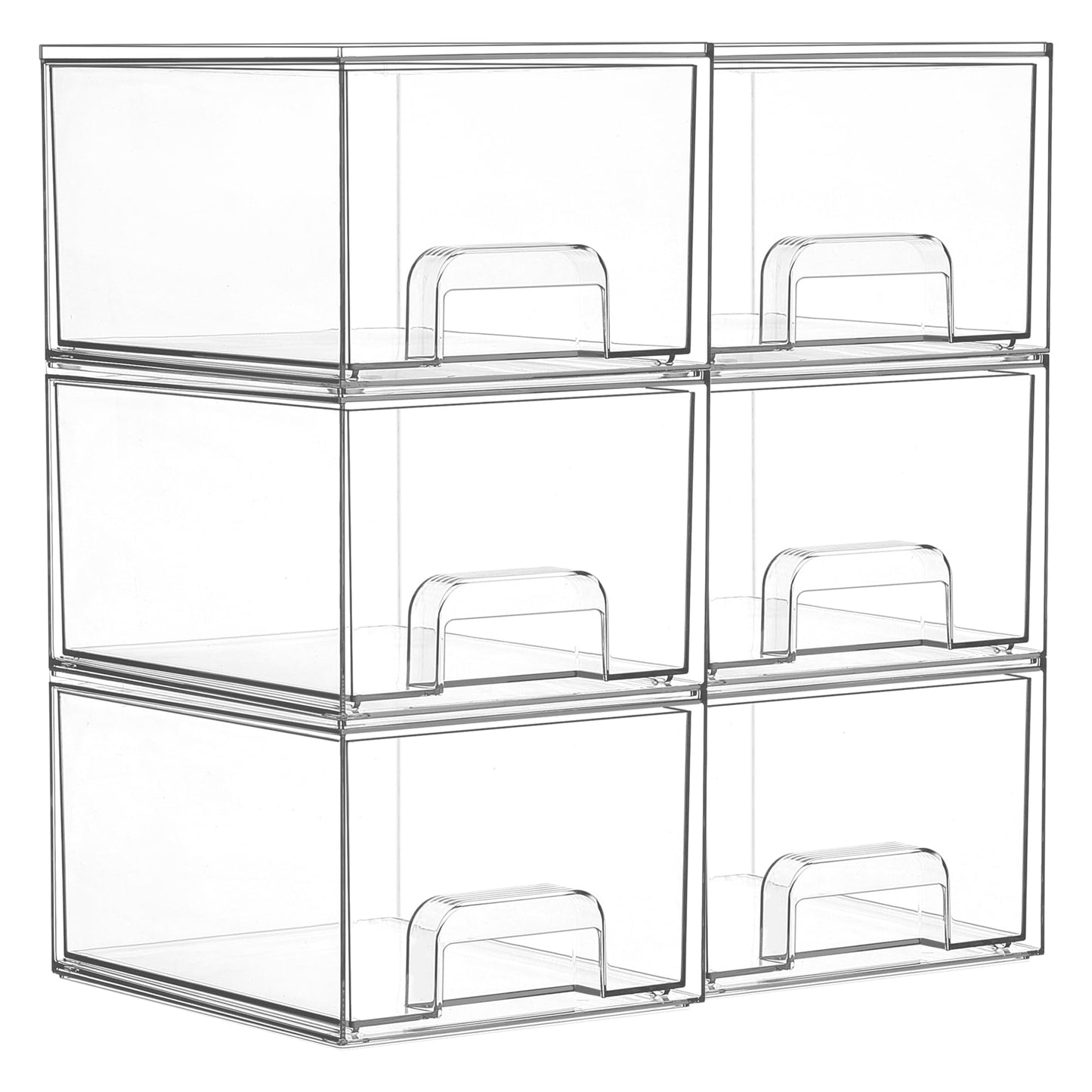 Vtopmart 6 Pack Small Clear Stackable Storage Drawers,Acrylic Bathroom Makeup Organizer,Plastic Storage Bins For Vanity, Undersink, Kitchen Cabinets Beauty and Personal Care Vtopmart Default Title