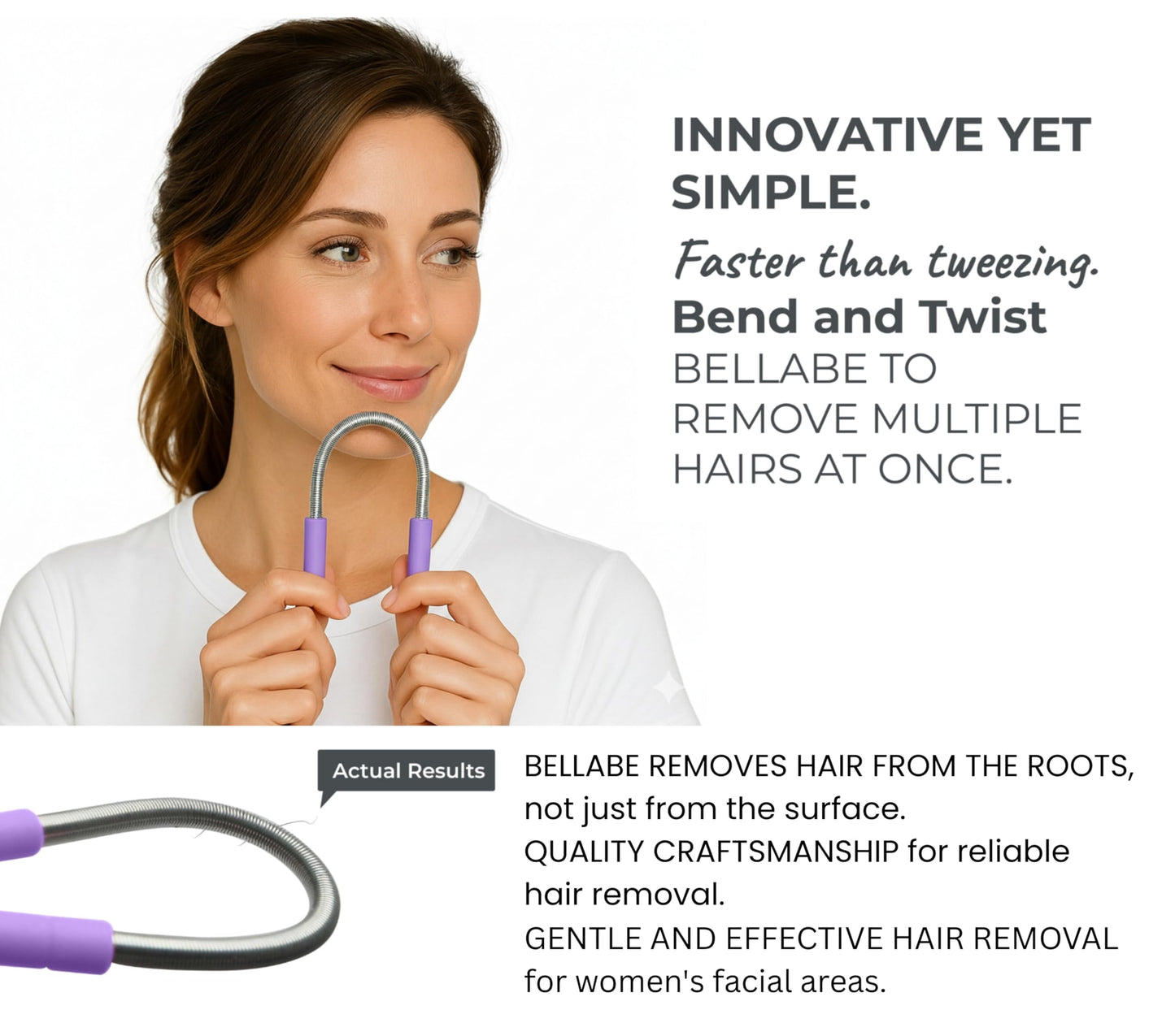 Bellabe Facial Hair Remover for Women, Made in USA, Spring Hair Remover for Face and Chin, Gentle Spring Facial Hair Remover Tool for Facial Hair Beauty and Personal Care Bellabe