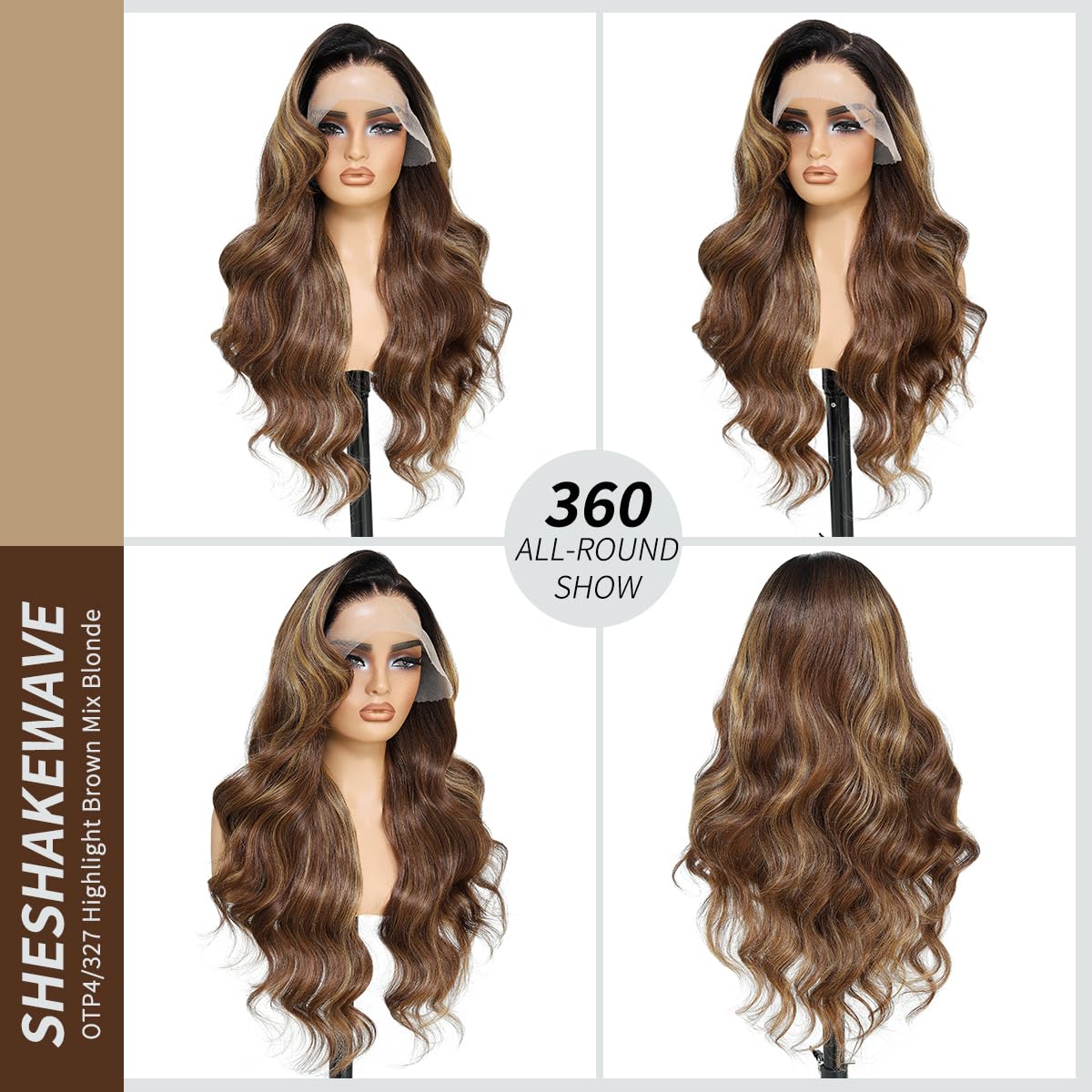 Sheshakewave Synthetic Lace Front Wig 13x6 HD Lace Wig Highlight Brown Mix Blonde Body Wave 100% Futura Premium Wigs For Women 28 Inch Pre Plucked
