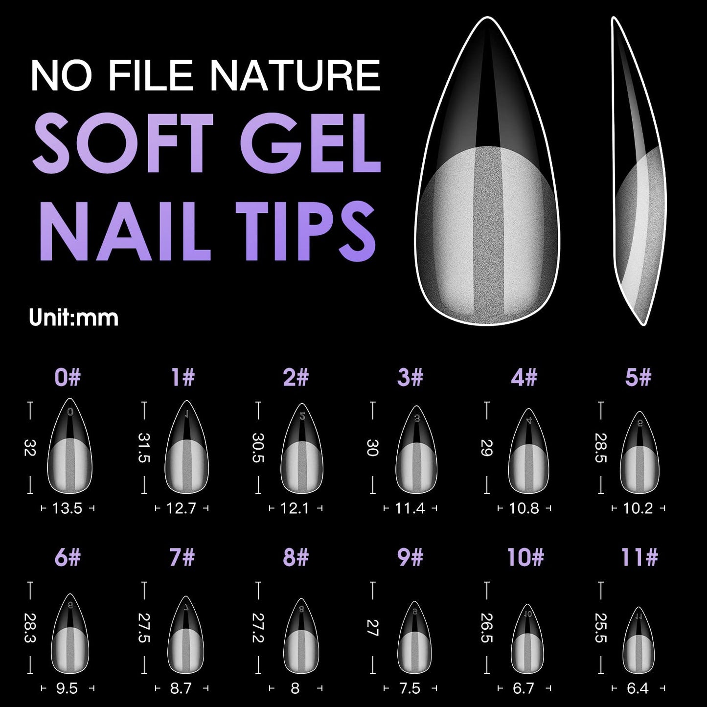 Melous Medium Stiletto Gel False Nail Tips, 120 PCS Pre Buff Full Cover, Square, Matte, 12 Sizes, 120 Number of Pieces, Nail Art Enhancement Beauty & Personal Care Melous