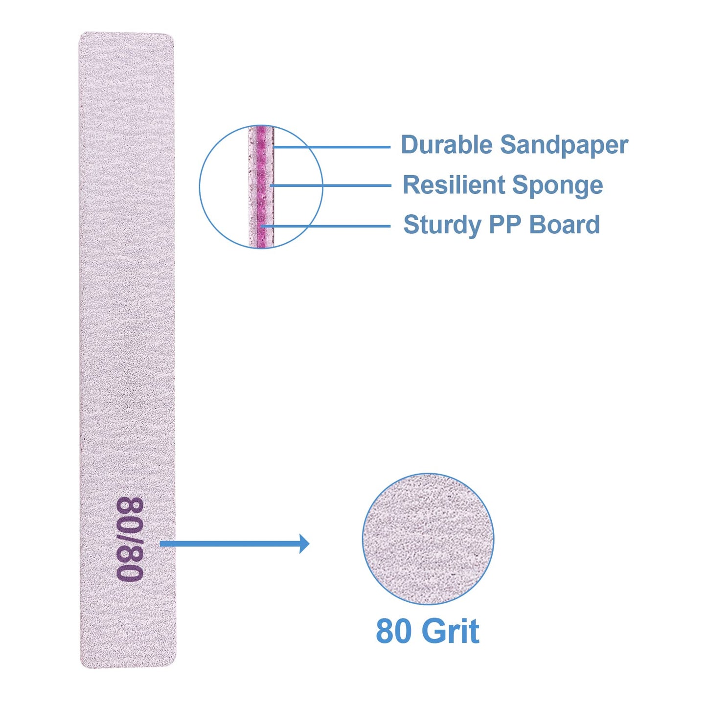 80/80 Grit Nail Files, Emery Boards Nail File for Acrylic and Gel Nails, Coarse Nail File Double Sided 80 Grits Emory Professional Filers Reusable Beauty and Personal Care GigaGround
