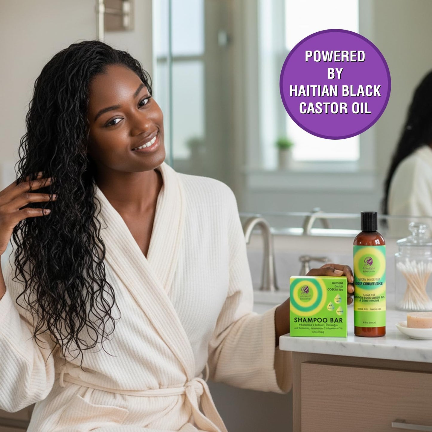 Doyley’s Haitian Black Castor Oil Shampoo Bar 5oz & Mega Moisture Deep Conditioner 8oz Bundle - Rosemary Oil & Chebe Powder - Softens, Detangles Beauty & Personal Care Doyley's Beauty Care