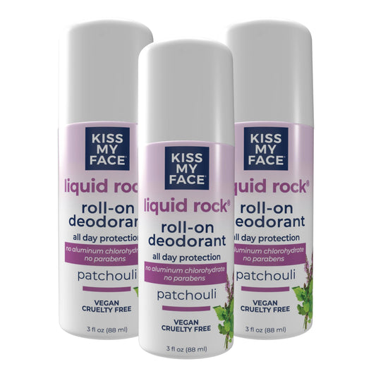 Kiss My Face Liquid Rock Roll-On Deodorant, All Day Protection, Vegan and Cruelty Free, Patchouli Scent, 3 Fl Oz, Pack of 3 Beauty and Personal Care Kiss My Face
