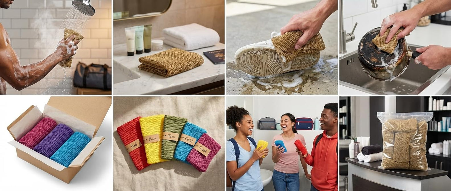 African net Sponge Authentic with Knots, Real, Long, exfoliating net Sponge with 12 Colors for Sale Made for Both Men and Women as a Hygiene Essential Beauty and Personal Care AFRICANA BEAUTY