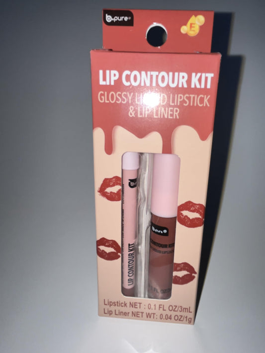 b.pure® Lip Contour Kit, Glossy Liquid Lipstick and Lip Liner, Terracotta Rose, 0.1 FL OZ Lipstick, 0.04 OZ Liner Beauty & Personal Care b.pure
