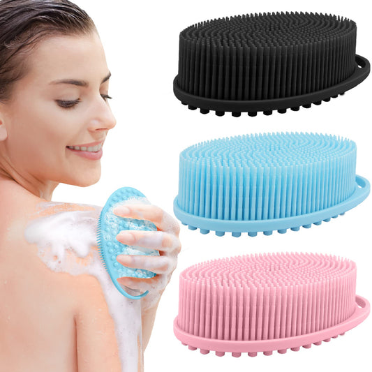 PQRUU 3 Pack Silicone Body Scrubber, Exfoliating Soft Loofah Bath Body Scrubbers for Use in Shower, Exfoliating Body Scrubber Fit for All Kinds Beauty and Personal Care PQRUU Default Title
