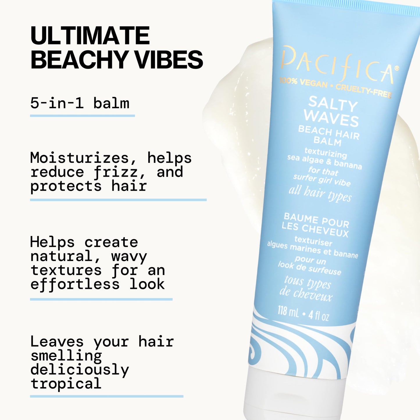 Pacifica Salty Waves Beach Hair Balm by Pacifica for Unisex - 4 oz Balm Beauty & Personal Care Pacifica