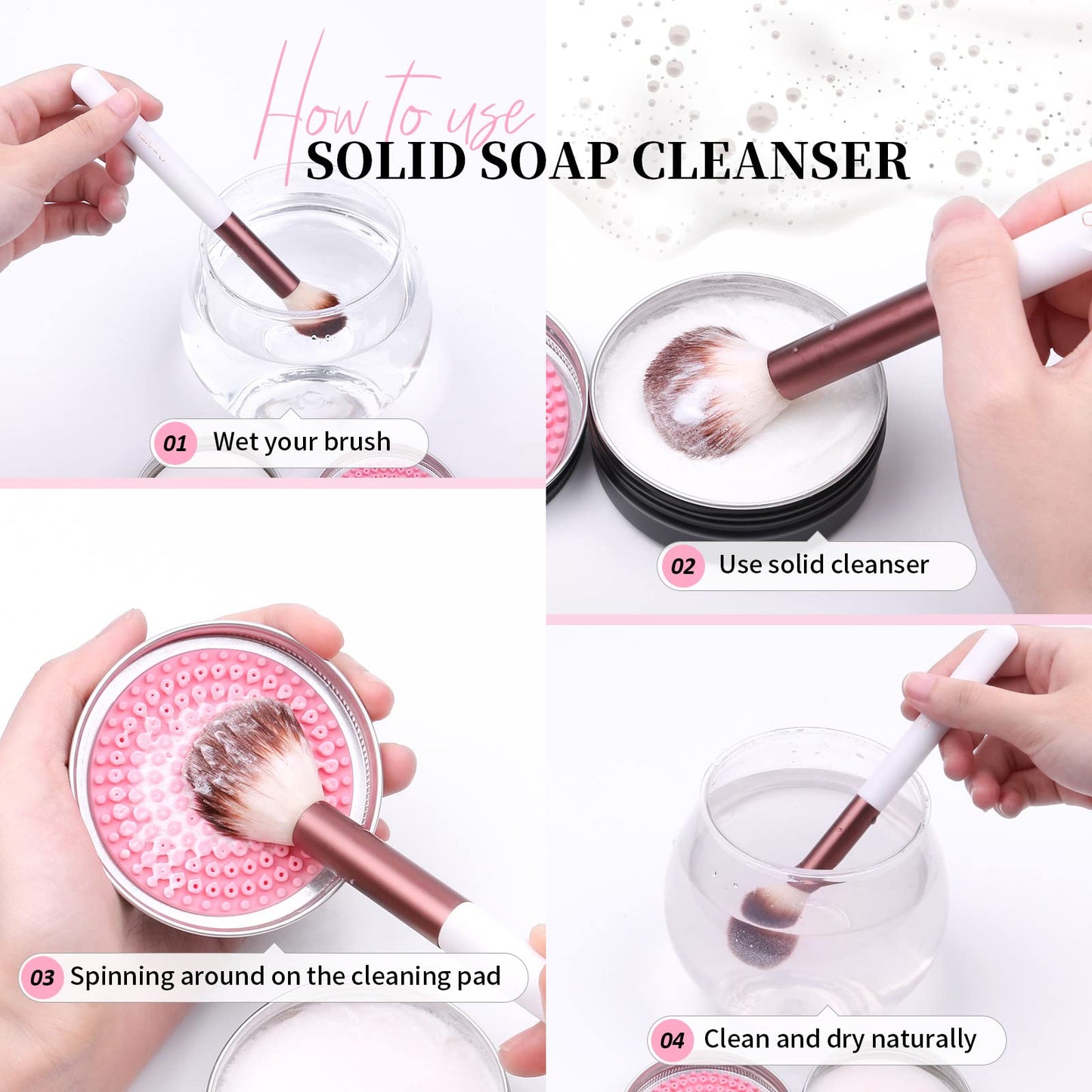 DUcare Makeup Brush Cleaner Makeup Brushes Solid Soap Cleanser with Color Removal Sponge Brush Cleaning Mat, Silicone Makeup Cleaning Cosmetic Cleaner Beauty & Personal Care DUcare