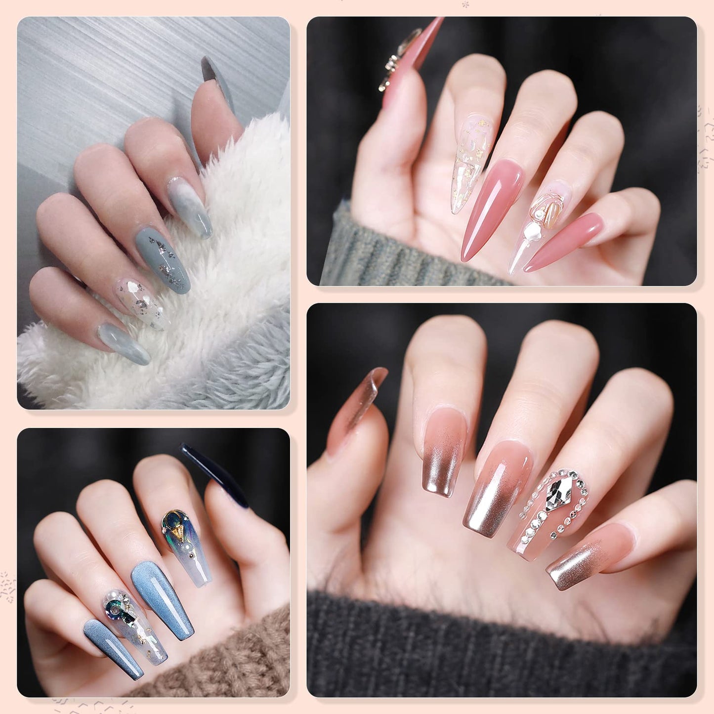 Abodhu Acrylic Natural Nail Tips Kit 500 Pcs French Tip Nails Set Square Half Cover False Nails with Glue, Files, Clipper, Storage Case, Nail Art Beauty & Personal Care Abodhu