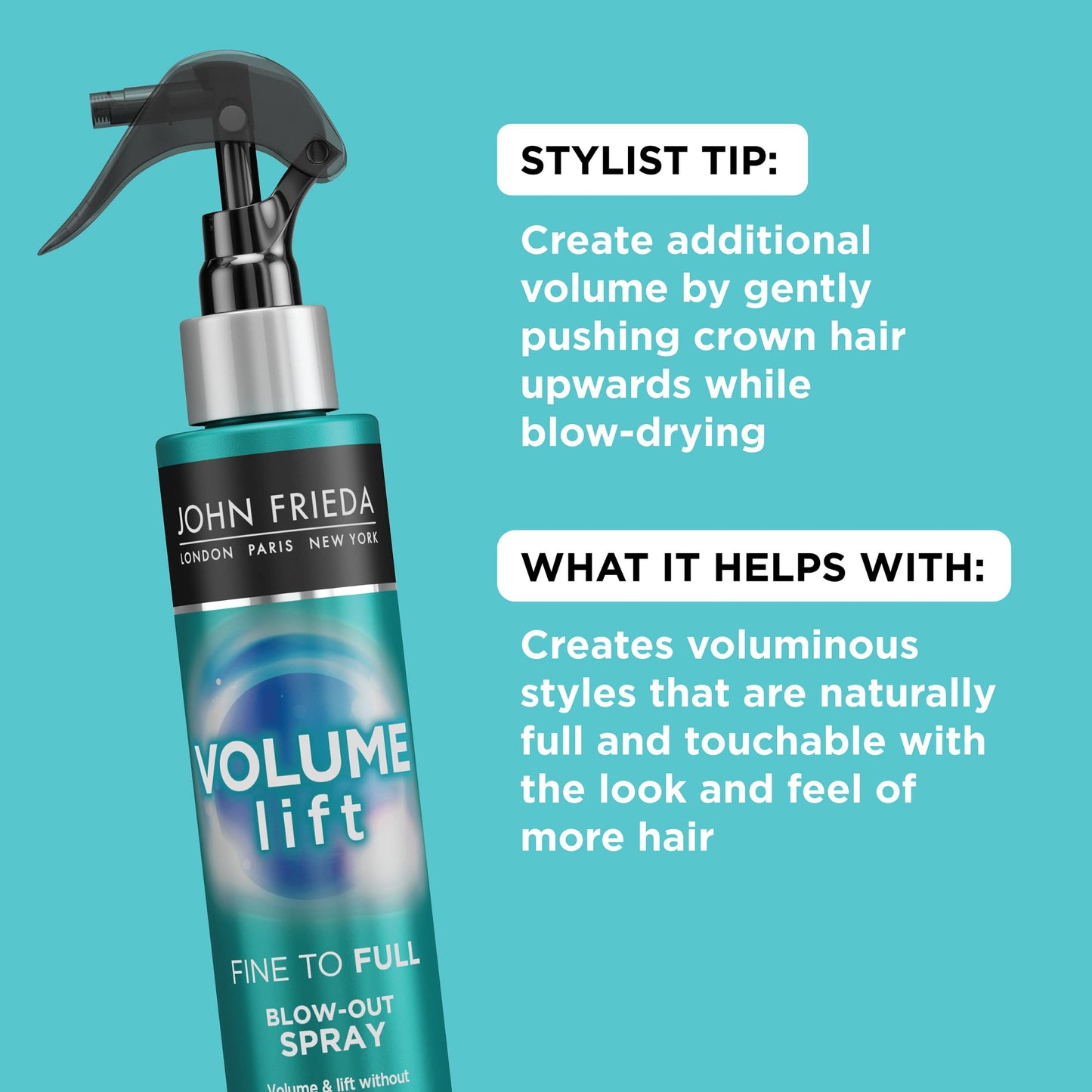 John Frieda Volume Lift Blow-Out Spray, Lightweight Volumizing Blow-Out Spray with Air-Silk Technology for Fine or Flat Hair, Adds Long-Lasting Beauty & Personal Care John Frieda
