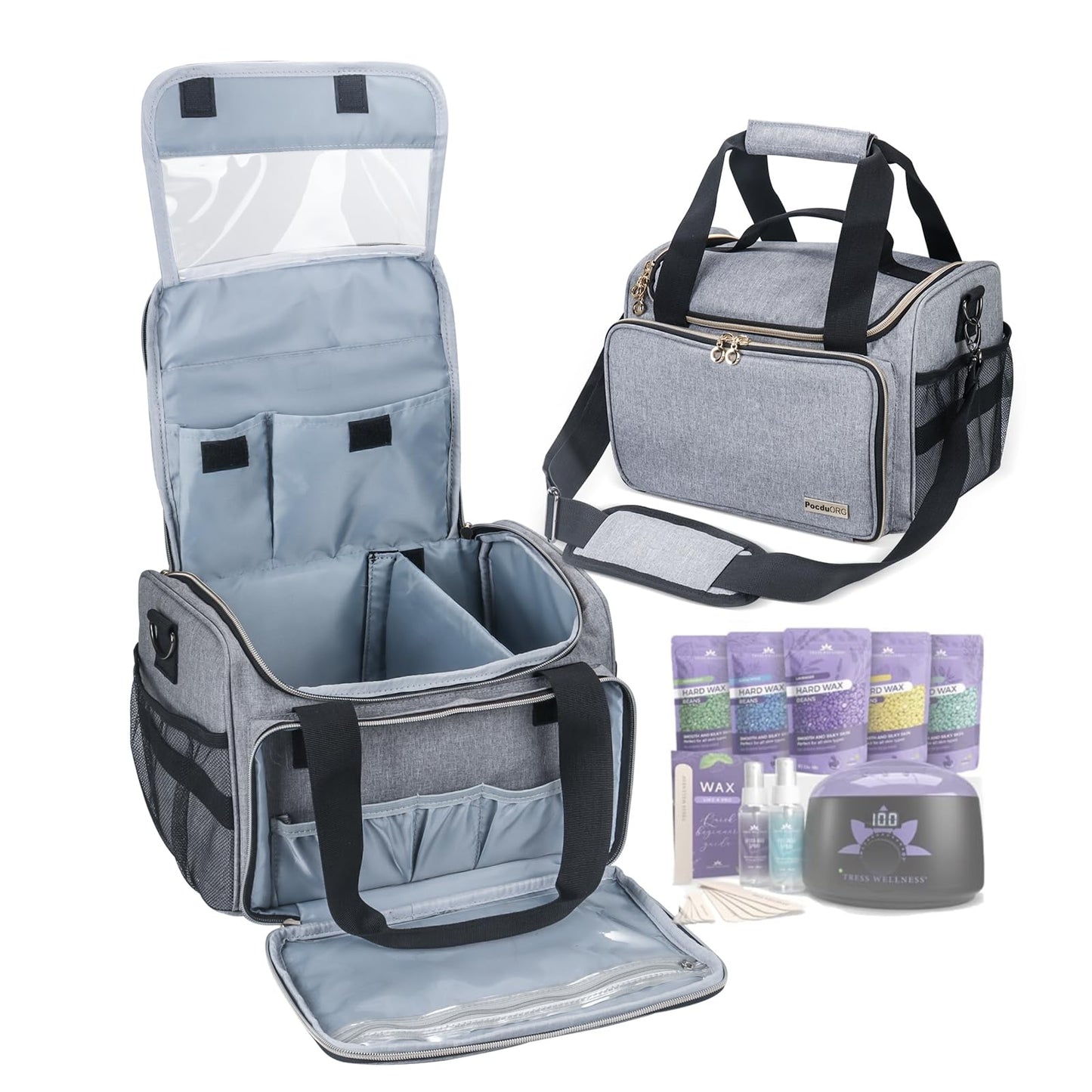 POCDUORG Waxing Kit Carry Bag Compatible with Tress Wellness - Portable Organizer for Wax Warmer, Wax Beans, Pre & After Wax Sprays, and Accessories Beauty and Personal Care POCDUORG