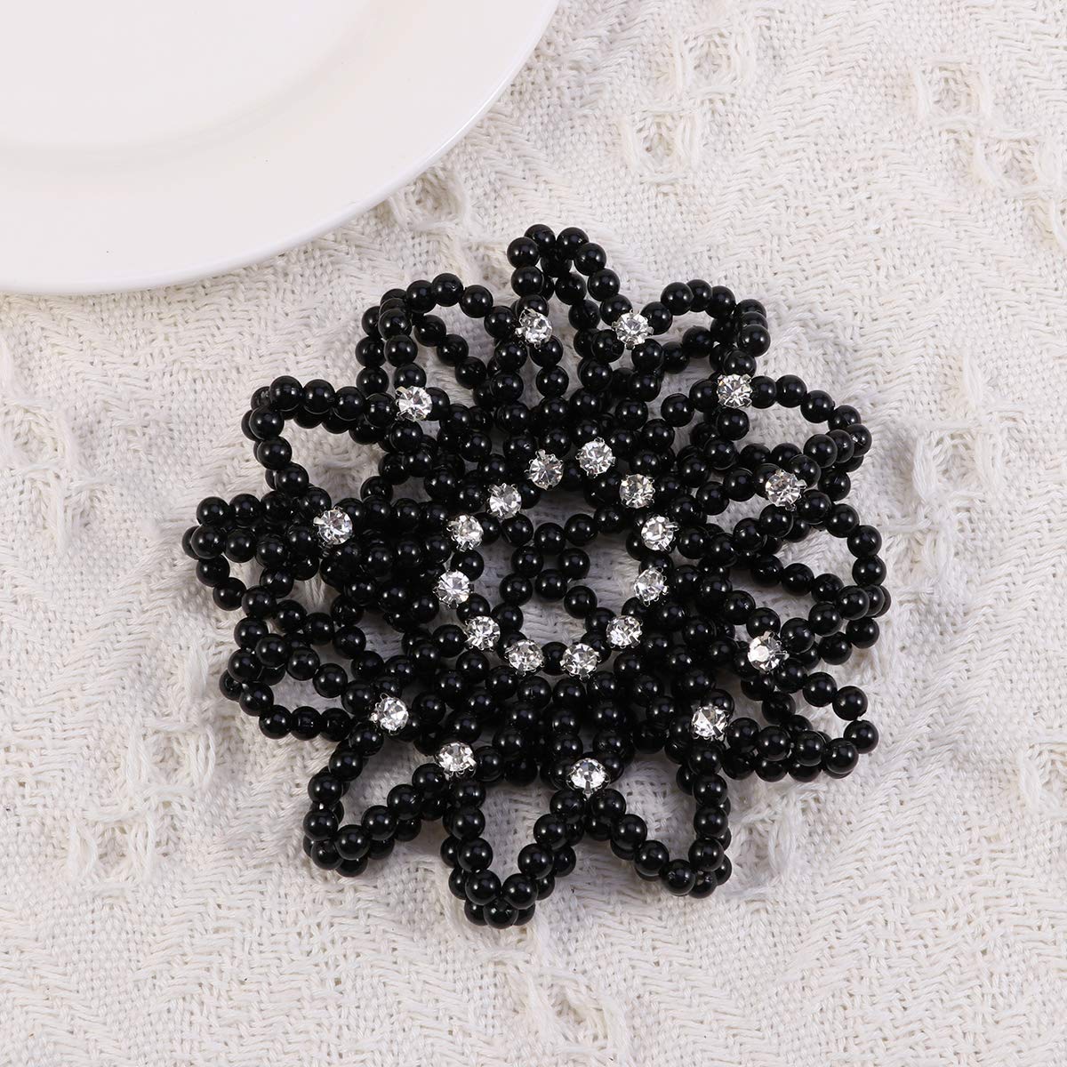 Beaupretty Pearl Hair Snood Elastic Crochet Hair Net with Pearl Decor Bun Cover for Ballet Dance Gymnastics Performance Party Handmade Accessory for