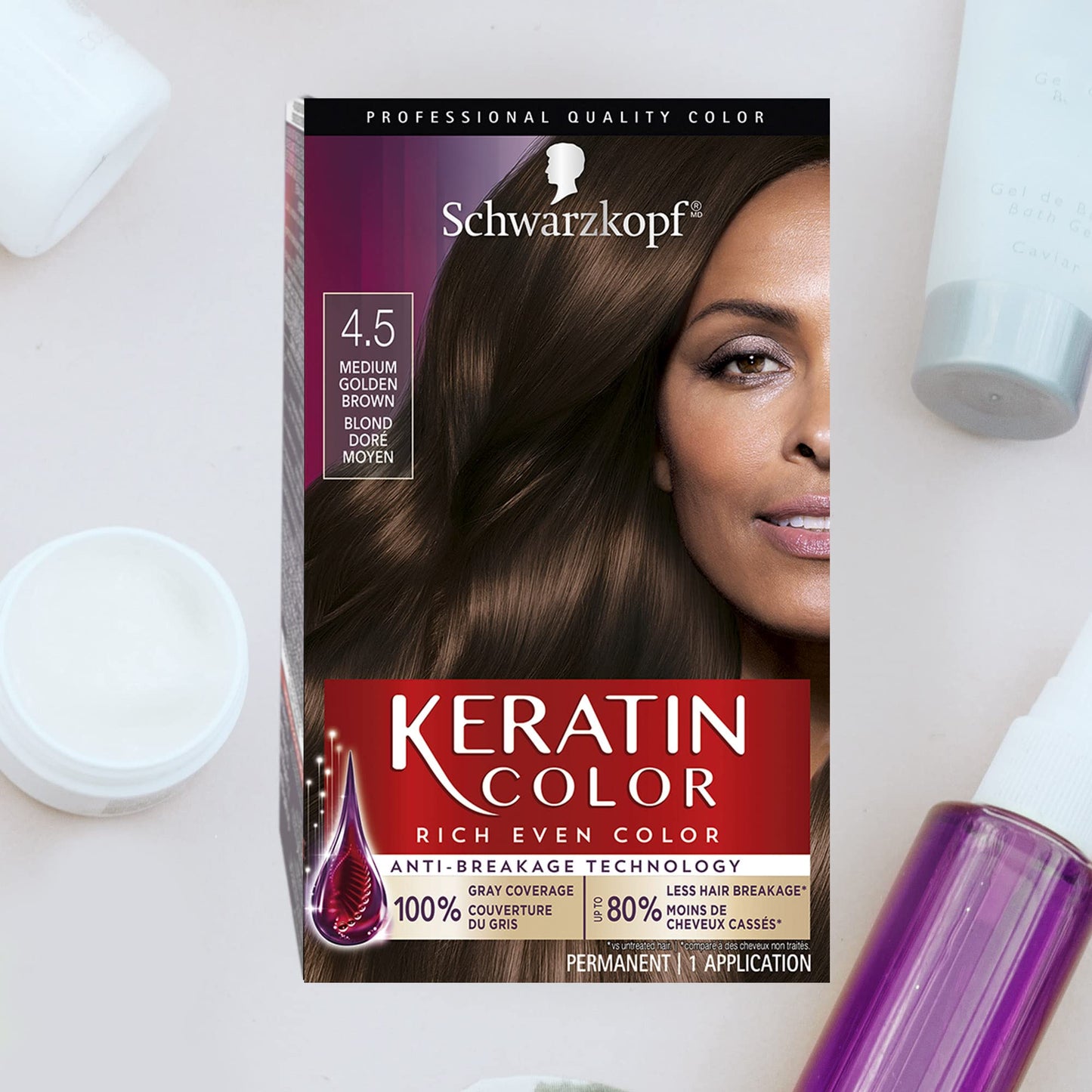 Schwarzkopf Keratin Color Permanent Hair Color Cream, 4.5 Medium Golden Brown Beauty & Personal Care Schwarzkopf