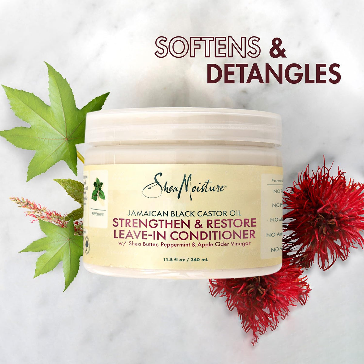 Shea Moisture Leave in Conditioner, 100% Pure Jamaican Black Castor Oil Strengthen & Restore for Healthy Hair Growth, Vitamin E, Curly Hair Products Beauty & Personal Care SheaMoisture
