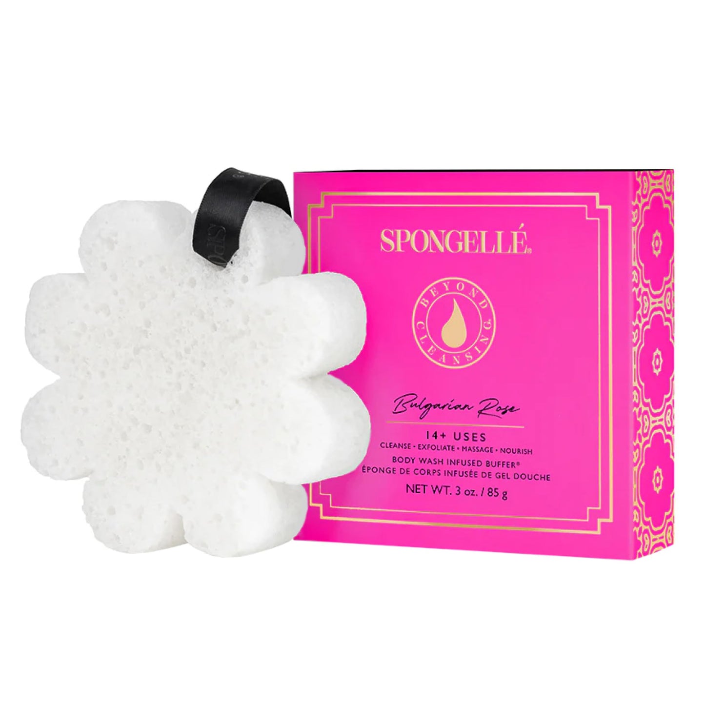 Spongellé Bulgarian Rose Wild Flower Bath Sponge with Box for Mothers Day Gift - Built-in Body Wash & Body Scrubber, Shower Loofah Sponge for Women Beauty and Personal Care SPONGELLÉ
