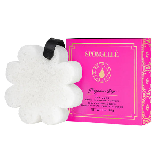 Spongellé Bulgarian Rose Wild Flower Bath Sponge with Box for Mothers Day Gift - Built-in Body Wash & Body Scrubber, Shower Loofah Sponge for Women Beauty and Personal Care SPONGELLÉ