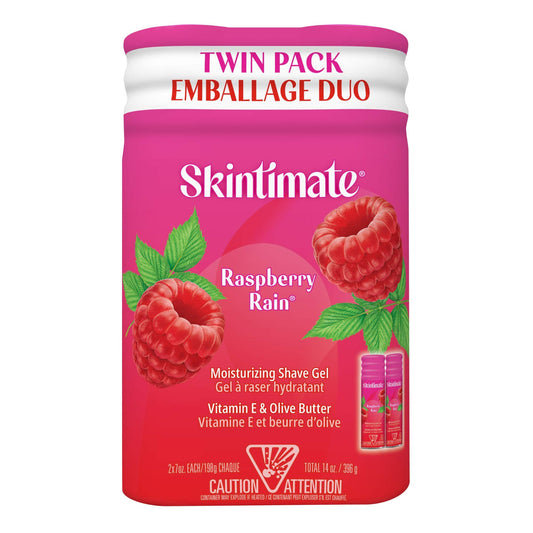 Skintimate PX-564 Signature Scents Moisturizing Shave Gel for Women, Raspberry Rain Scent with Vitamin E and Olive Butter - 7 Ounce , 2 Count (Pack Beauty and Personal Care Skintimate