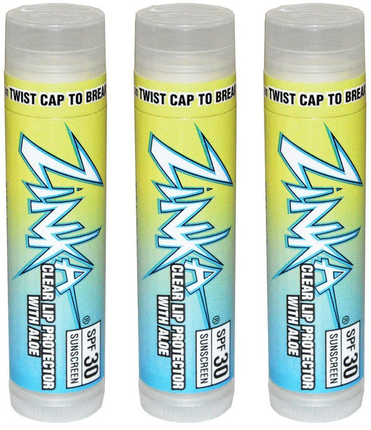 Zinka Clear Lip Protector With Aloe SPF 30 Sunscreen Lip Balm .15 Ounce (Pack of 3) Beauty and Personal Care Zinka