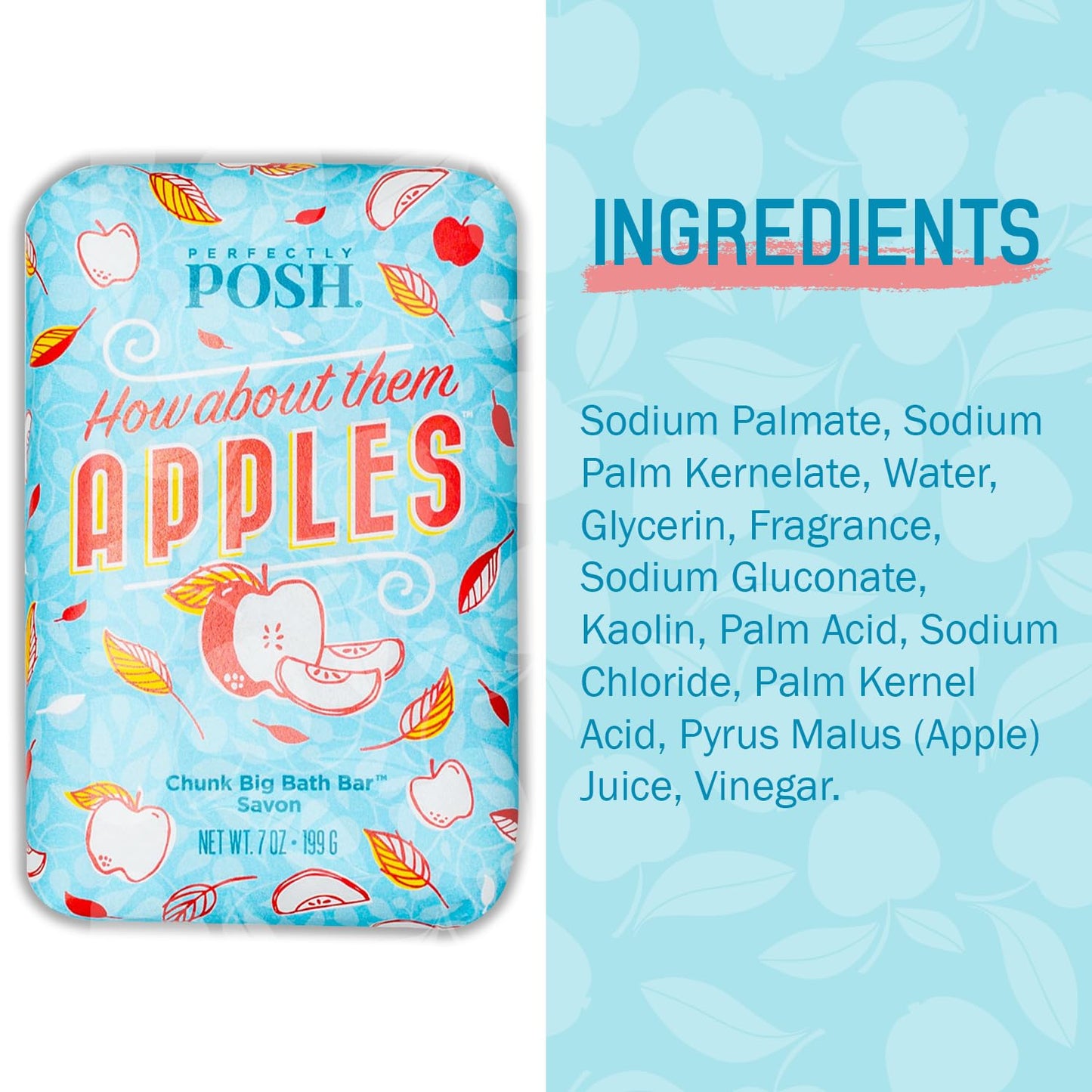 Perfectly Posh - How About Them Apples Big Bath Bar - Nourishing Soap with Cinnamon & Apple Fragrance - for Energizing Bath Time - 7oz Beauty & Personal Care Perfectly Posh