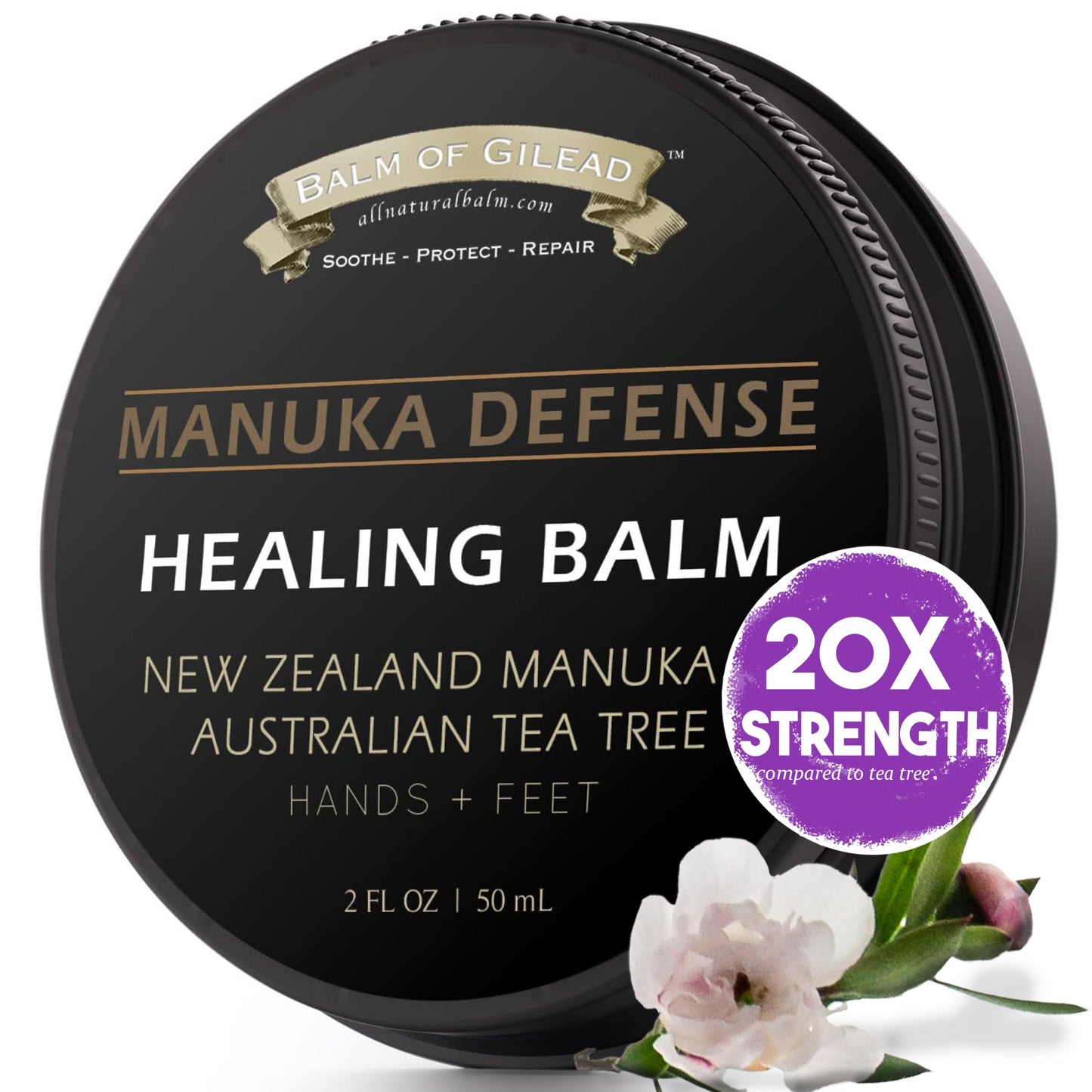 BALM OF GILEAD Tea Tree Balm - 2 fl oz Foot Cream with Tea Tree and Manuka Oil - Intensive Moisture for Itchy Feet, Eczema, Rashes & Dry Skin - Pure Beauty & Personal Care BALM OF GILEAD