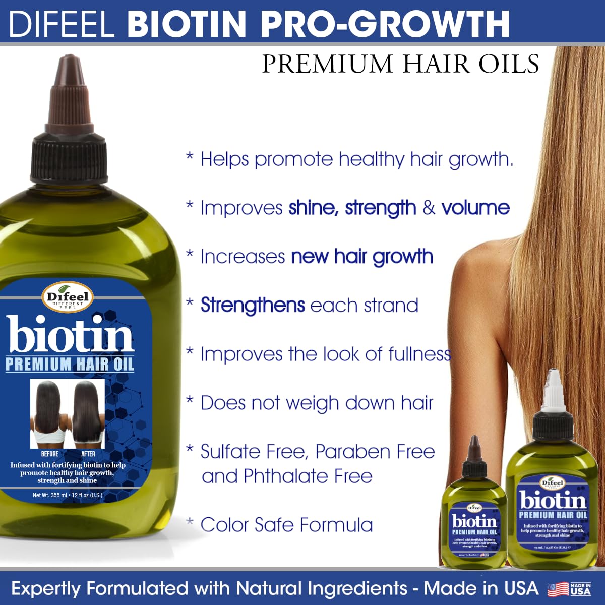 Difeel Biotin Premium Hair Oil - Large 12 oz. Beauty & Personal Care Difeel