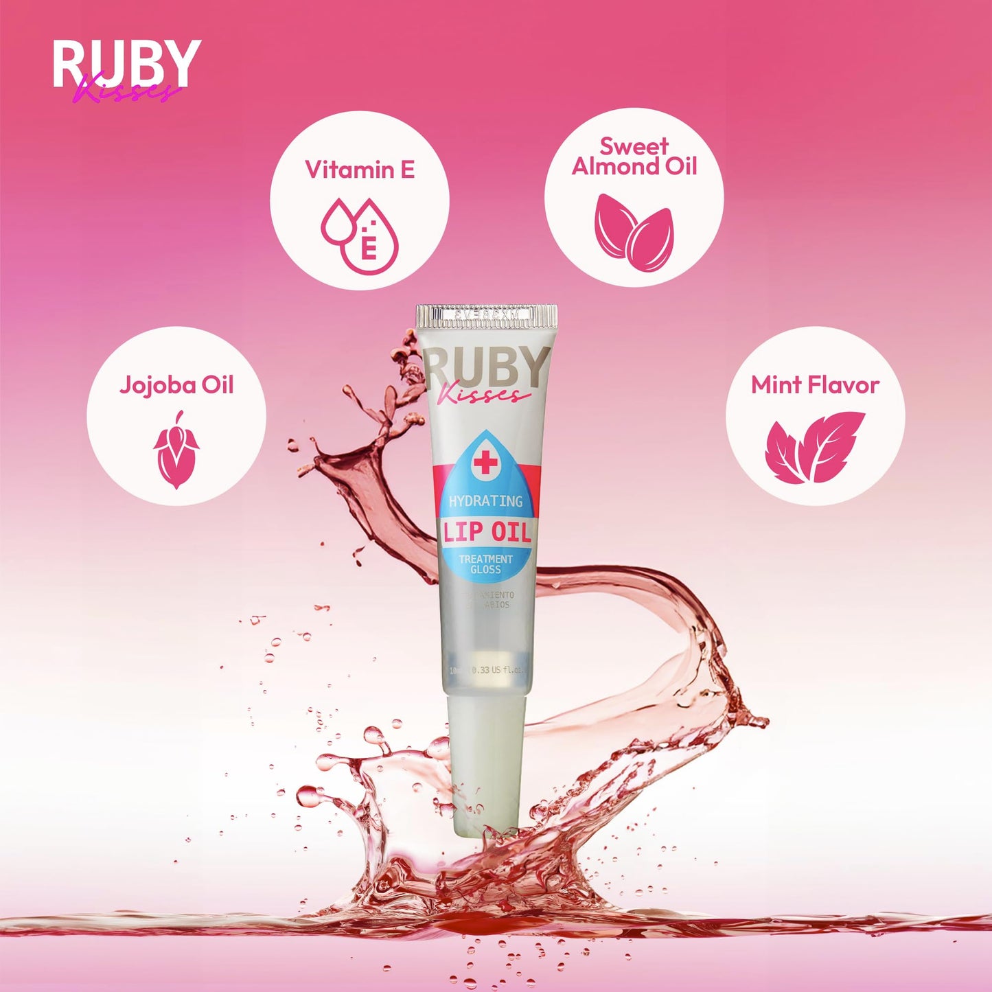 Ruby Kisses Hydrating Clear Lip Oil Treatment Gloss (6 Pack), Hydrates & Heals with Vitamin E & Jojoba, Lightweight Non-Greasy Formula with Almond Beauty and Personal Care Ruby Kisses