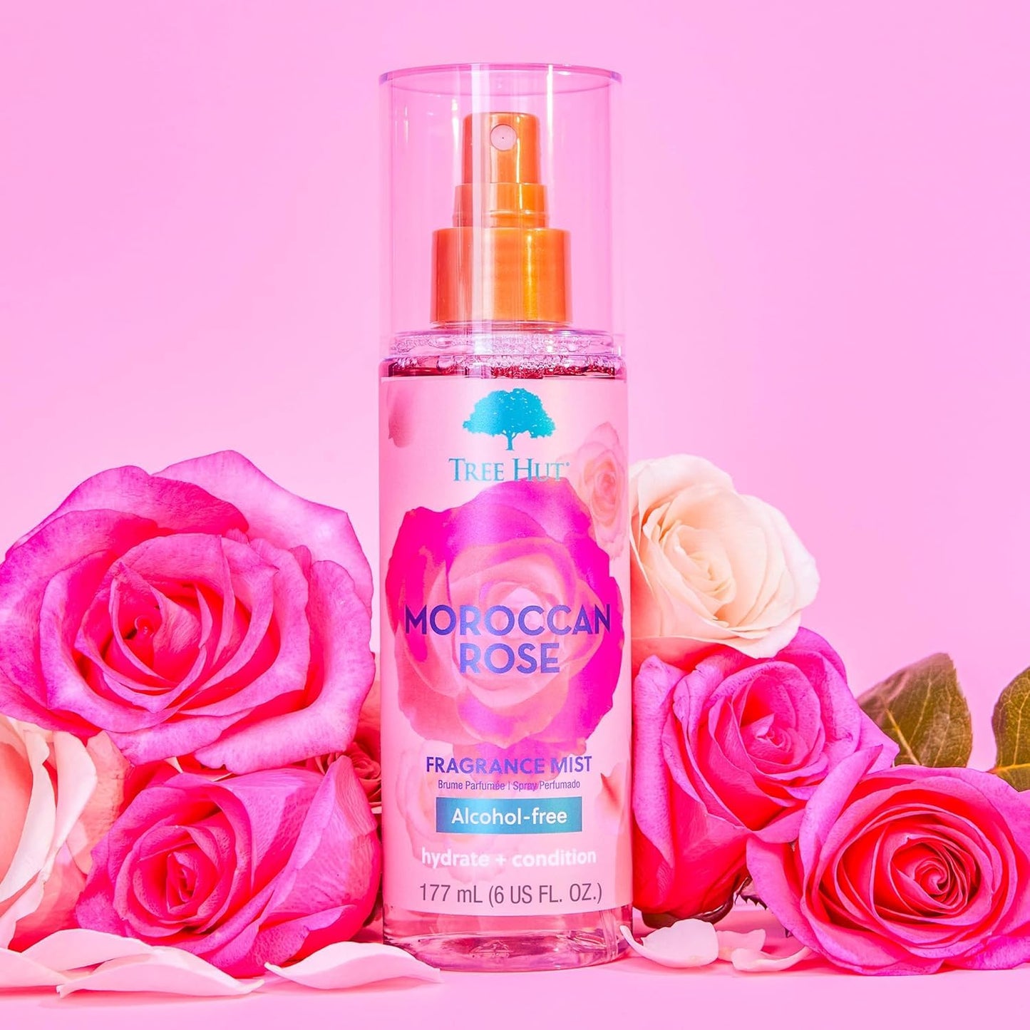 Tree Hut Moroccan Rose Hair & Body Mist, Hydrating & Alcohol-Free Body Spray, Fragrance with Bergamot, Tea Rose & Amber Notes, Alcohol-Free Formula, 6 Beauty & Personal Care Tree Hut