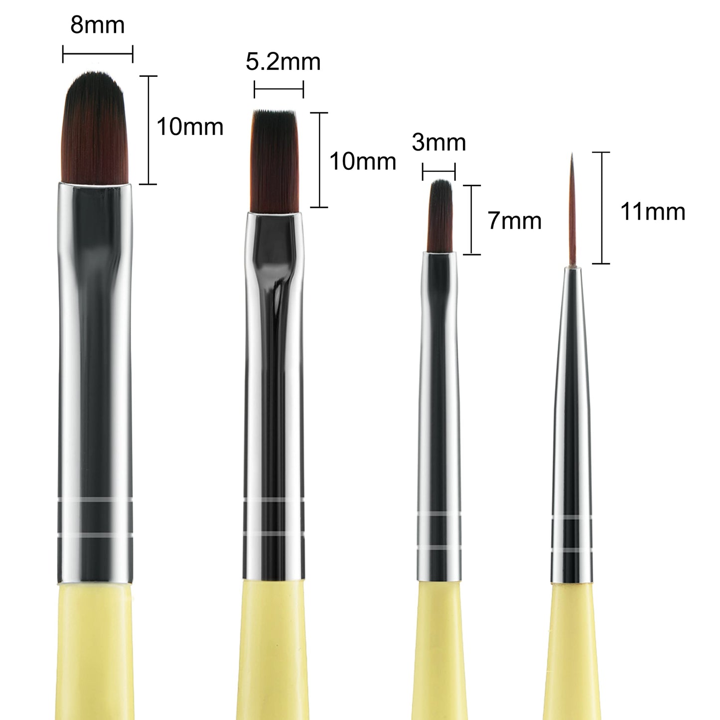 Beaute Galleria 4-Piece UV Gel Nail Art Brush Set - Pro Flat, Carved, Detailer, Round for Fine Line, Detailer, Outline, Striping, Polygel Nails, Gel Beauty & Personal Care BEAUTÉ GALLERIA