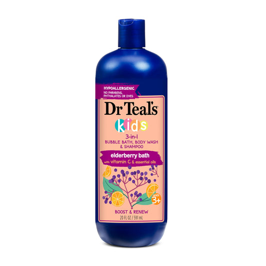 Dr Teal's Kids 3-in-1 Elderberry Bath: Bubble Bath, Body Wash & Shampoo, 20 fl oz. Beauty & Personal Care Dr Teal's