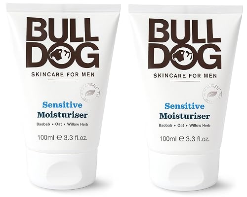 Bulldog Skincare Sensitive Moisturizer For Men (Pack of 2) With 2 Essential Oils, Green Tea, Green Algae, Konjac Mannan and Vitamin E, 3.3 fl. oz. Beauty & Personal Care Bulldog Skincare for Men