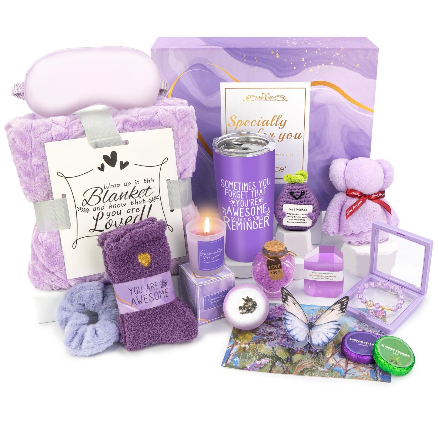 Spa Gifts for Women, Lavender 16 Pcs Mothers Day Gifts for Mom Wife Friend Daughter Sister, Self Care Gift Baskets for Women, Thank You, Get Well Beauty and Personal Care Betem