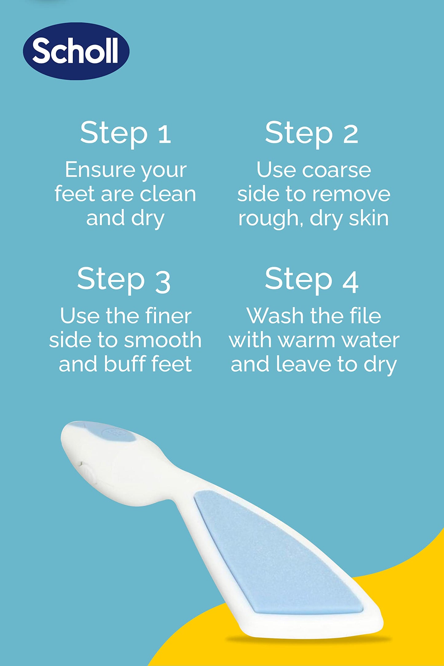 Scholl Hard Skin Foot File - Double Action Footfile for Hard Skin Removal and Rough Skin Smoothing, Soft Grip Extendable Handle for Comfortable Use Beauty & Personal Care Dr. Scholl's