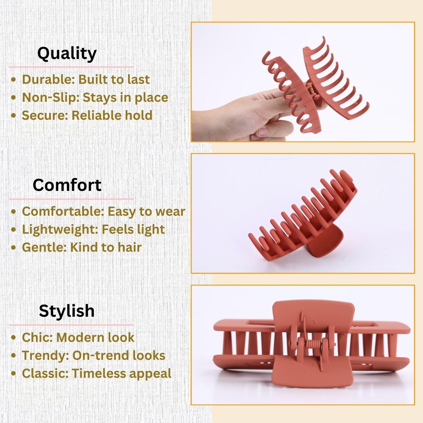 LuSeren 8 Pack Hair Clips for Women 4.3 Inch Large Hair Claw Clips for Women Thin Thick Curly Hair, Big Matte Banana Clips,Strong Hold jaw clips Black Beauty and Personal Care LuSeren