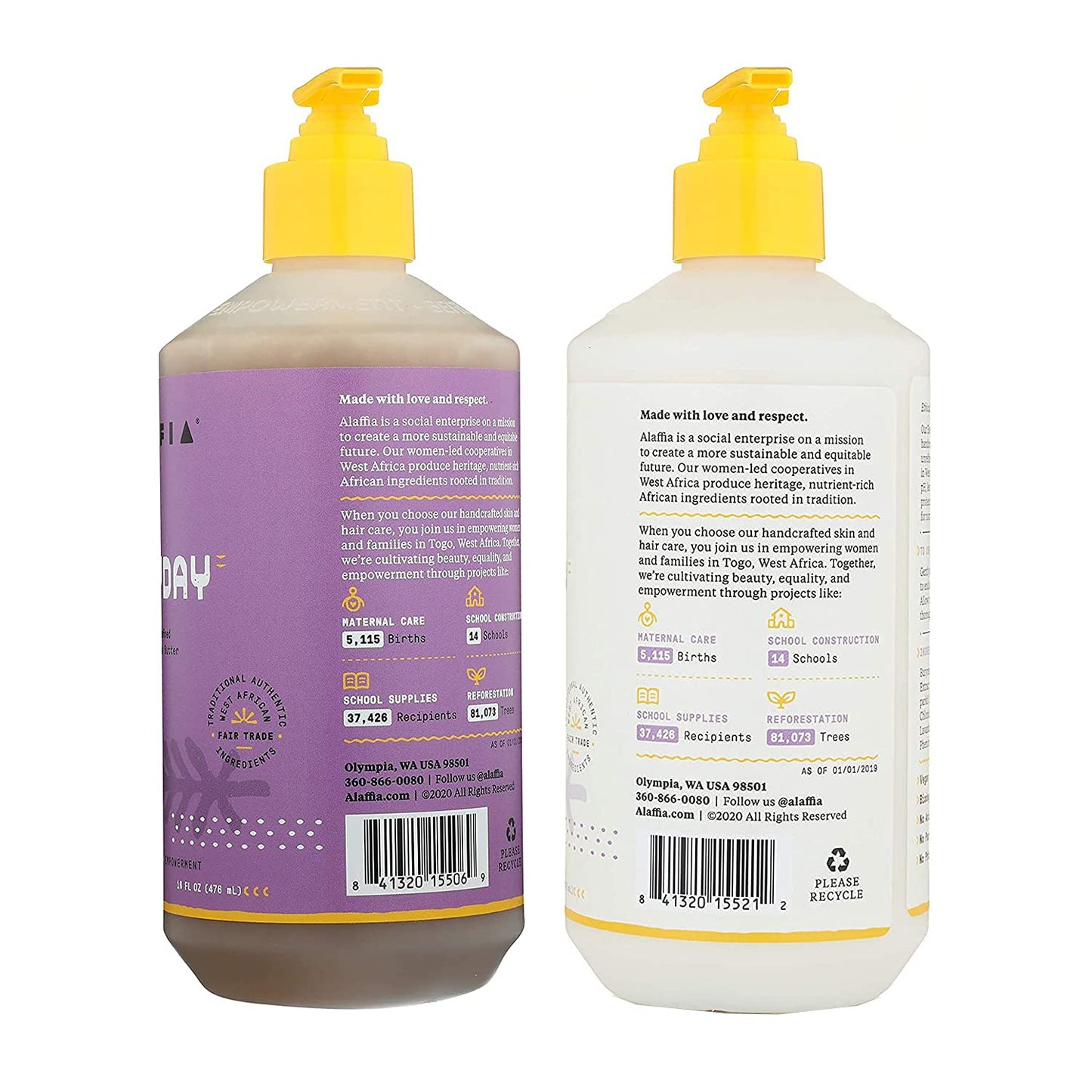 Alaffia Shampoo and Conditioner, Lavender - EveryDay Shea Sulfate-Free Shampoo and Conditioner Set with Shea Butter and Coconut Oil, 16 Oz Ea Beauty & Personal Care Alaffia