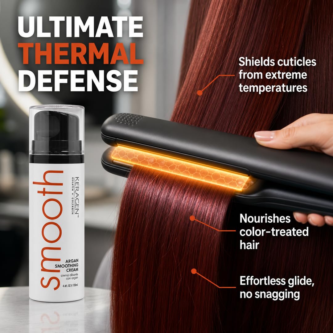 KERAGEN Smoothing Styling Cream - Keratin Treatment Extender for Color-Treated & Frizzy Hair | Sulfate-Free, Cruelty-Free | Heat Protectant | Up Beauty & Personal Care KERAGEN