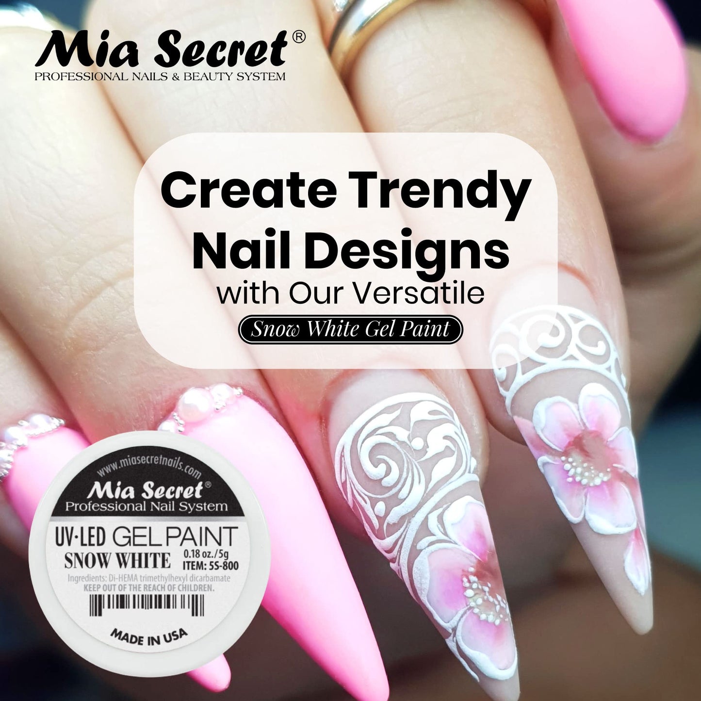 Mia Secret Professional Nail System UV/LED Gel Paint - 5 grams (Snow White) Beauty & Personal Care Mia Secret