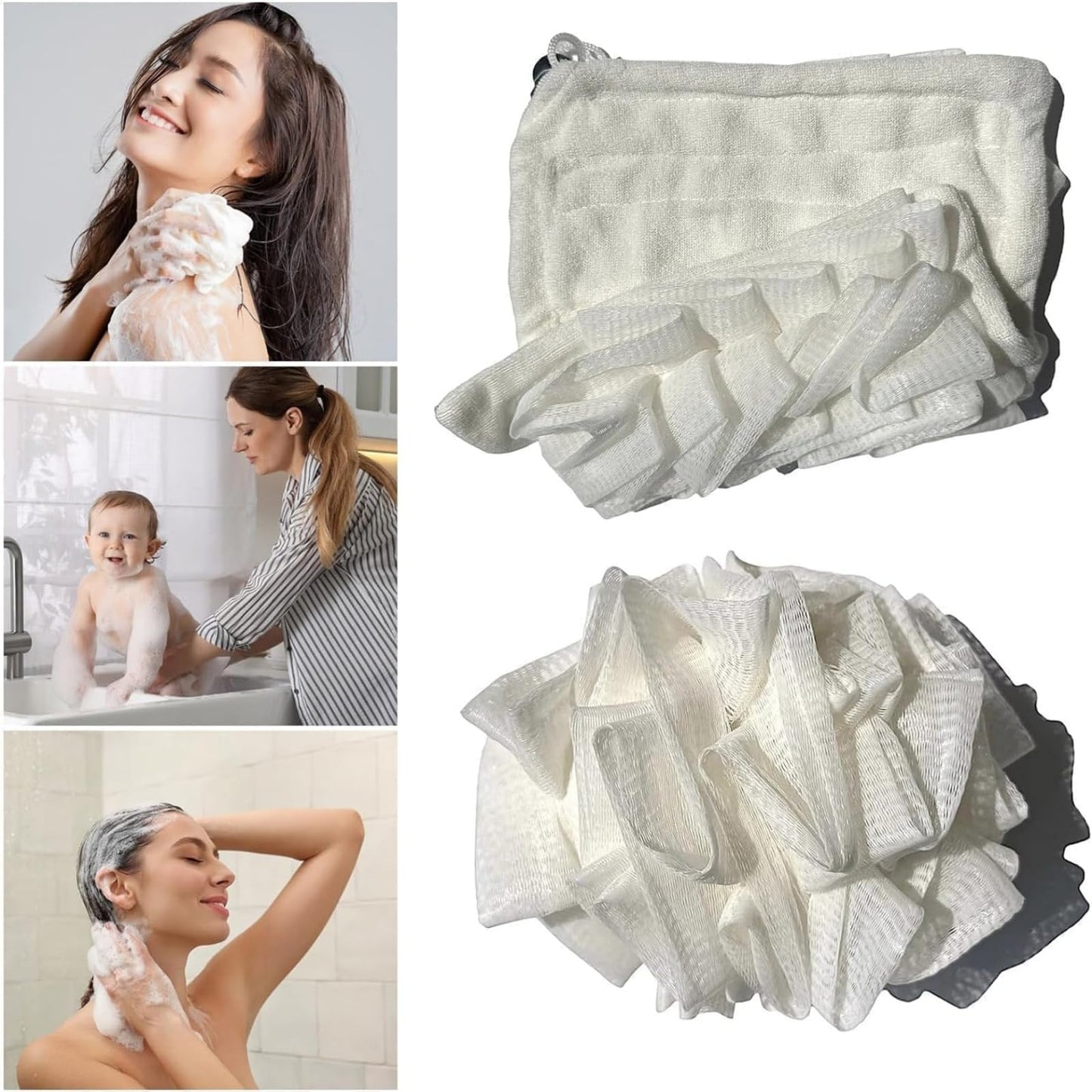 Wash Cloth Loofah Combo, The Soft Loofah and Washcloth, 2 in 1 Bath Loofahs Sponge, Loofahs Exfoliation, for Cleansing and Smooth Skin Beauty and Personal Care VOKETE