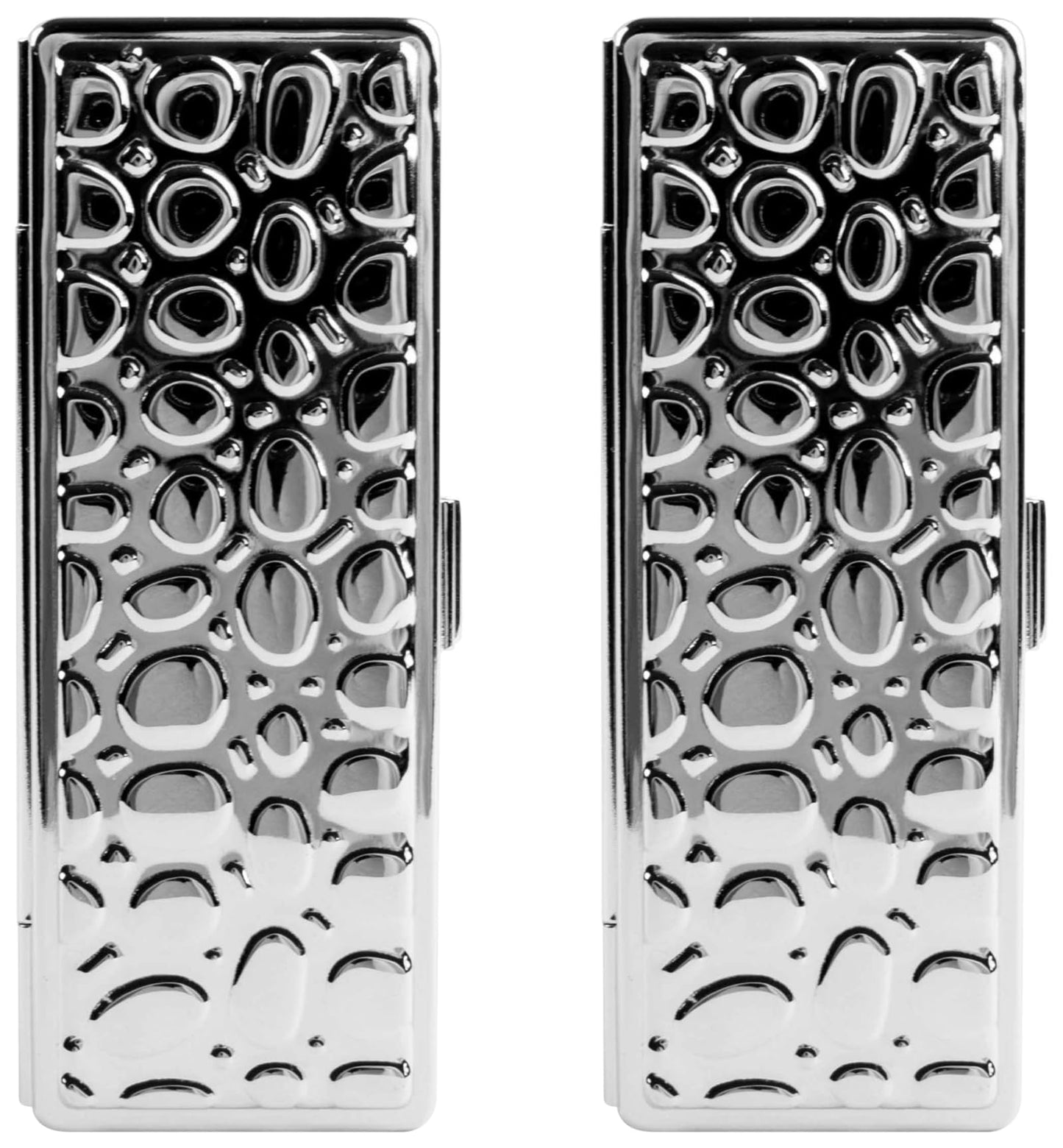 Stephanie Imports Set of 2 Rectangular Vintage Lipstick Cases With Glass Mirror (Silver Drops) Beauty & Personal Care Stephanie Imports